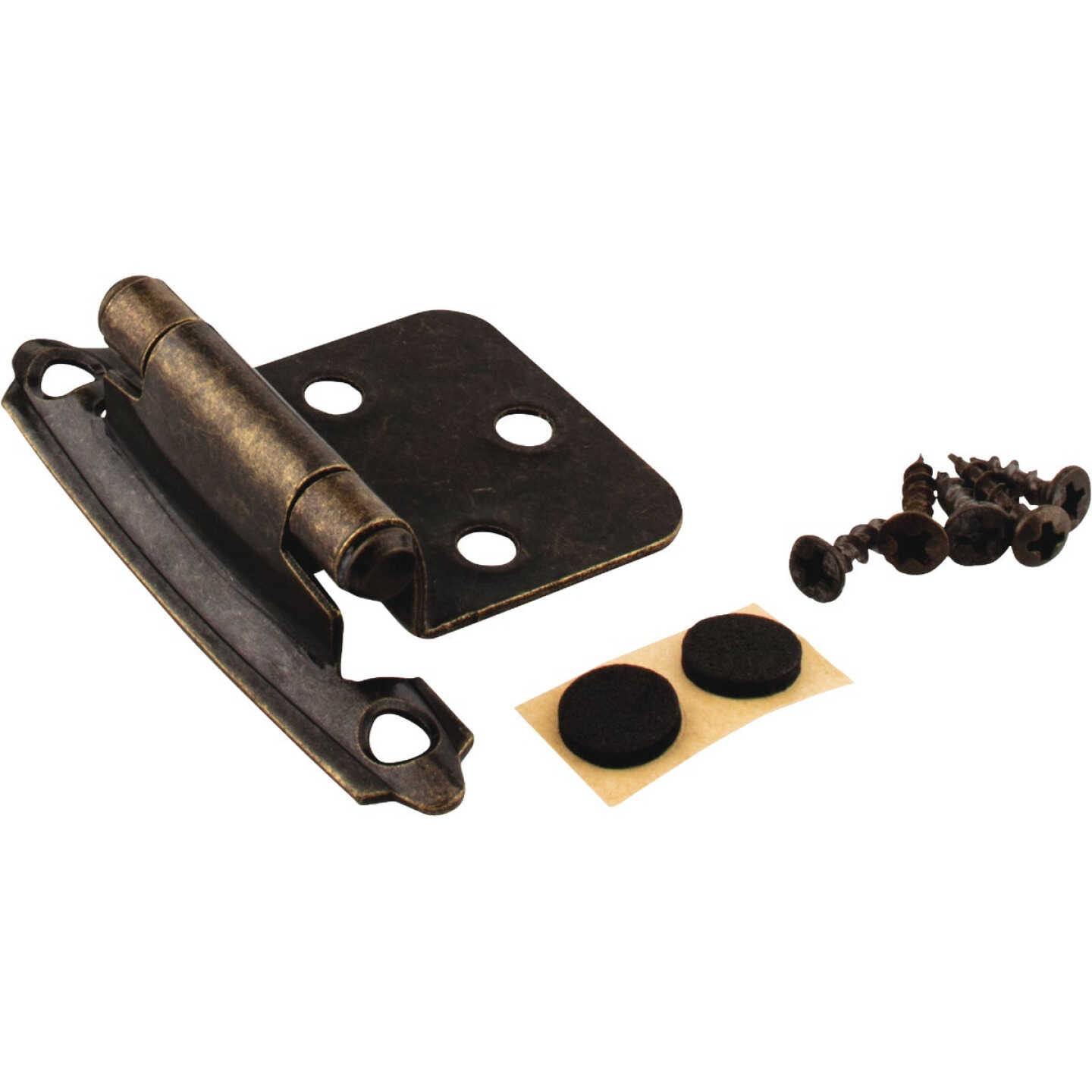 KasaWare Antique Brass Self-Closing Overlay Hinge (2-Pack) Image 1