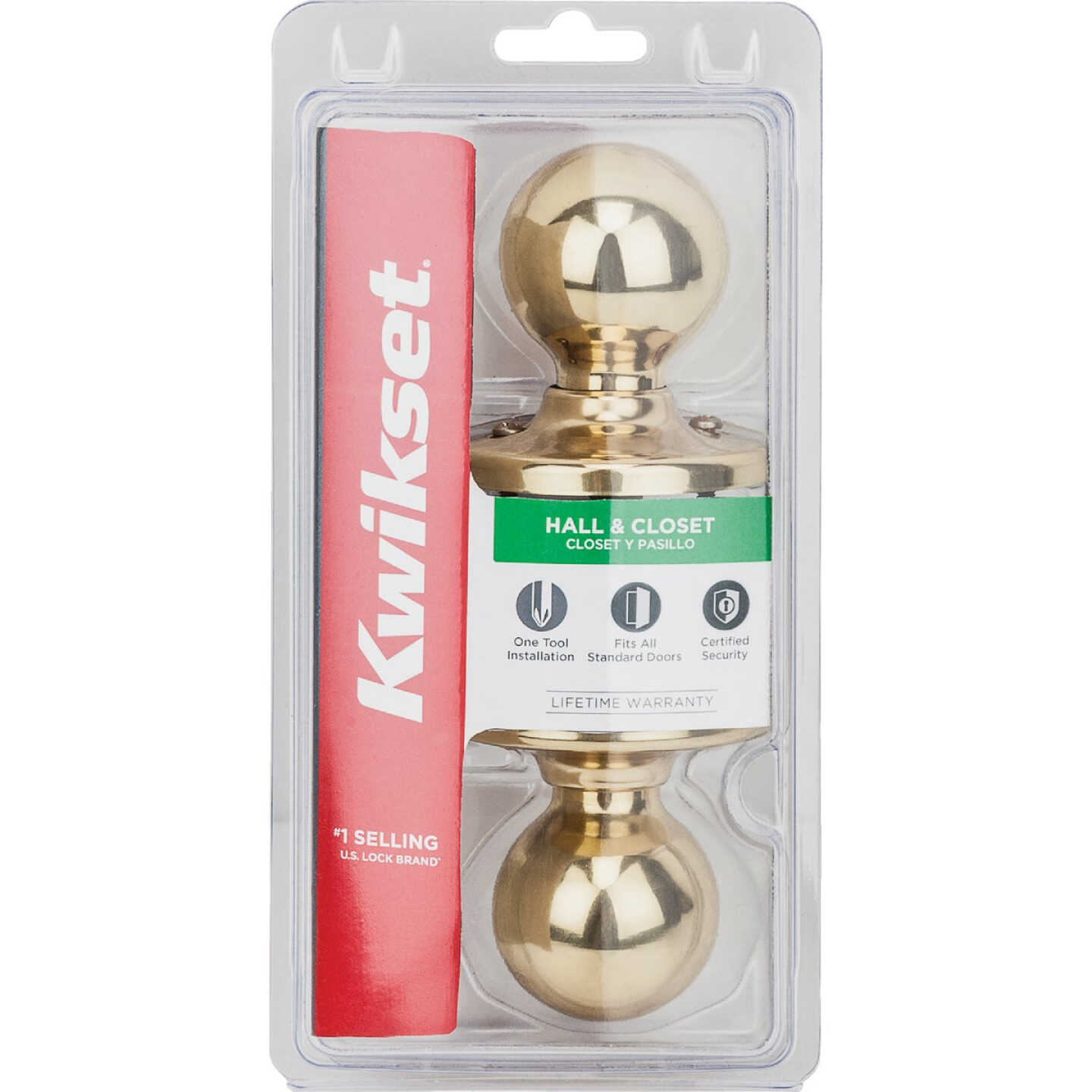 Kwikset Polo Polished Brass Hall & Closet Door Knob Image 1
