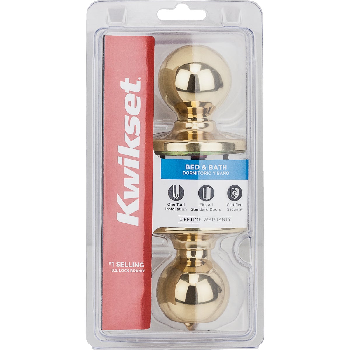 Kwikset Polo Polished Brass Bed & Bath Door Knob Image 1