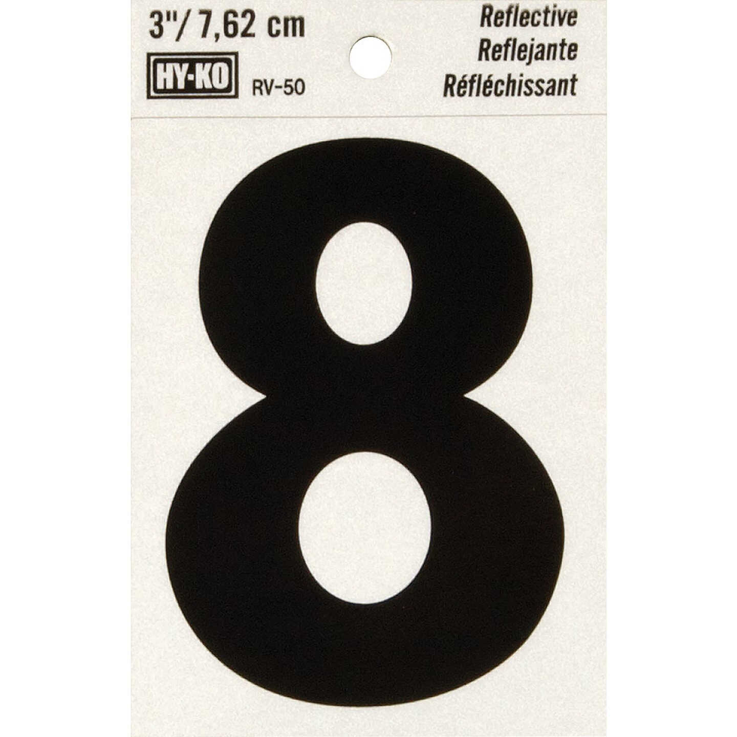 Hy-Ko Vinyl 3 In. Reflective Adhesive Number Eight Image 1