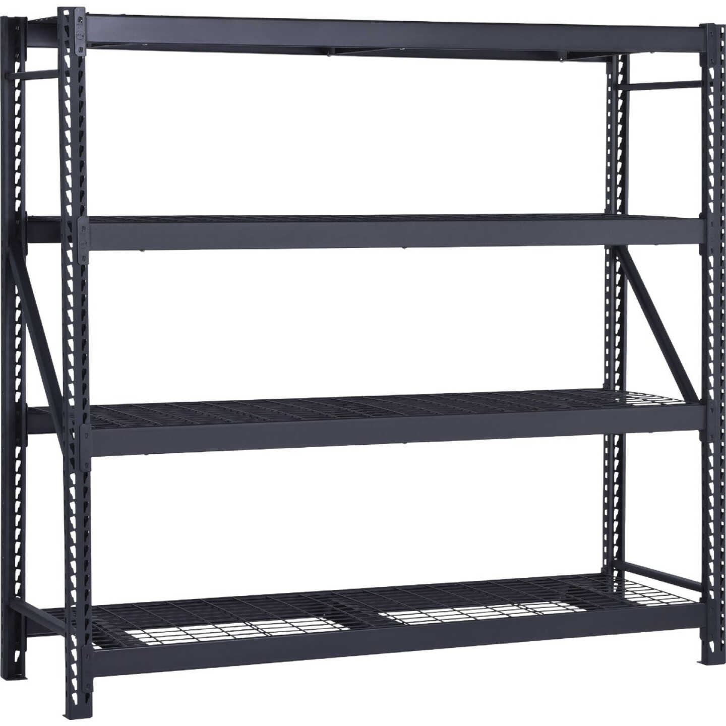 Muscle Rack 77 In. W. x 24 In. D. x 72 In. H. 4-Tier Black Steel Welded Rack Image 1
