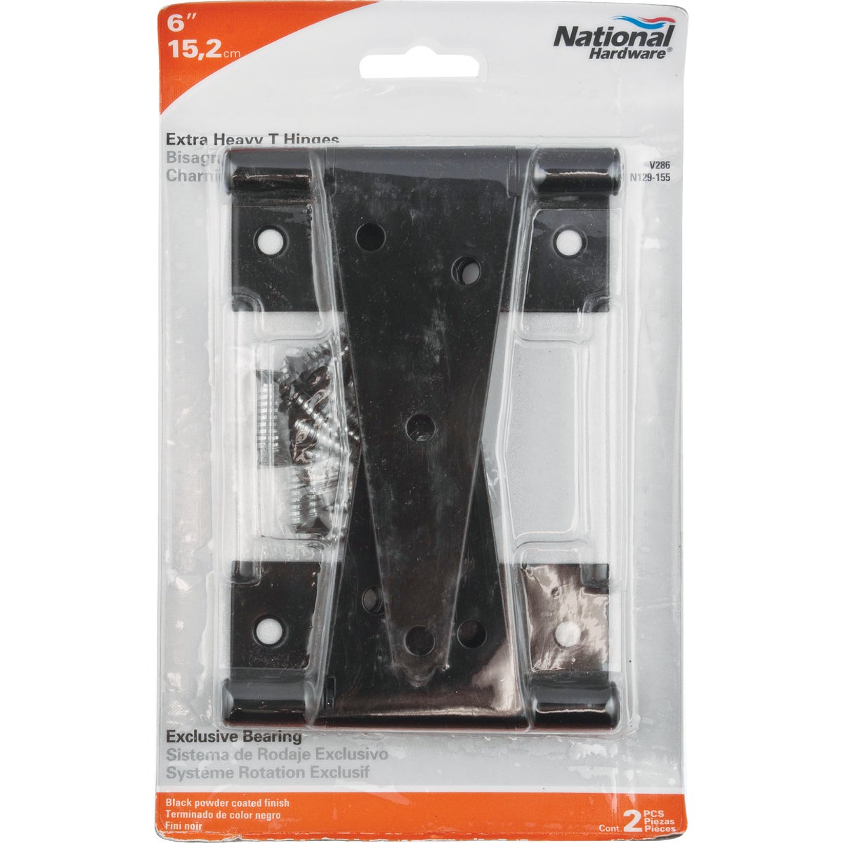 National Hardware 6 In. Black Heavy-Duty Tee Hinge (2-Pack) Image 2