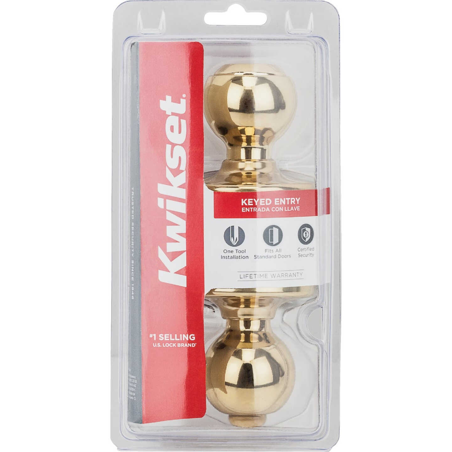 Kwikset Polo Polished Brass Entry Door Knob Image 1