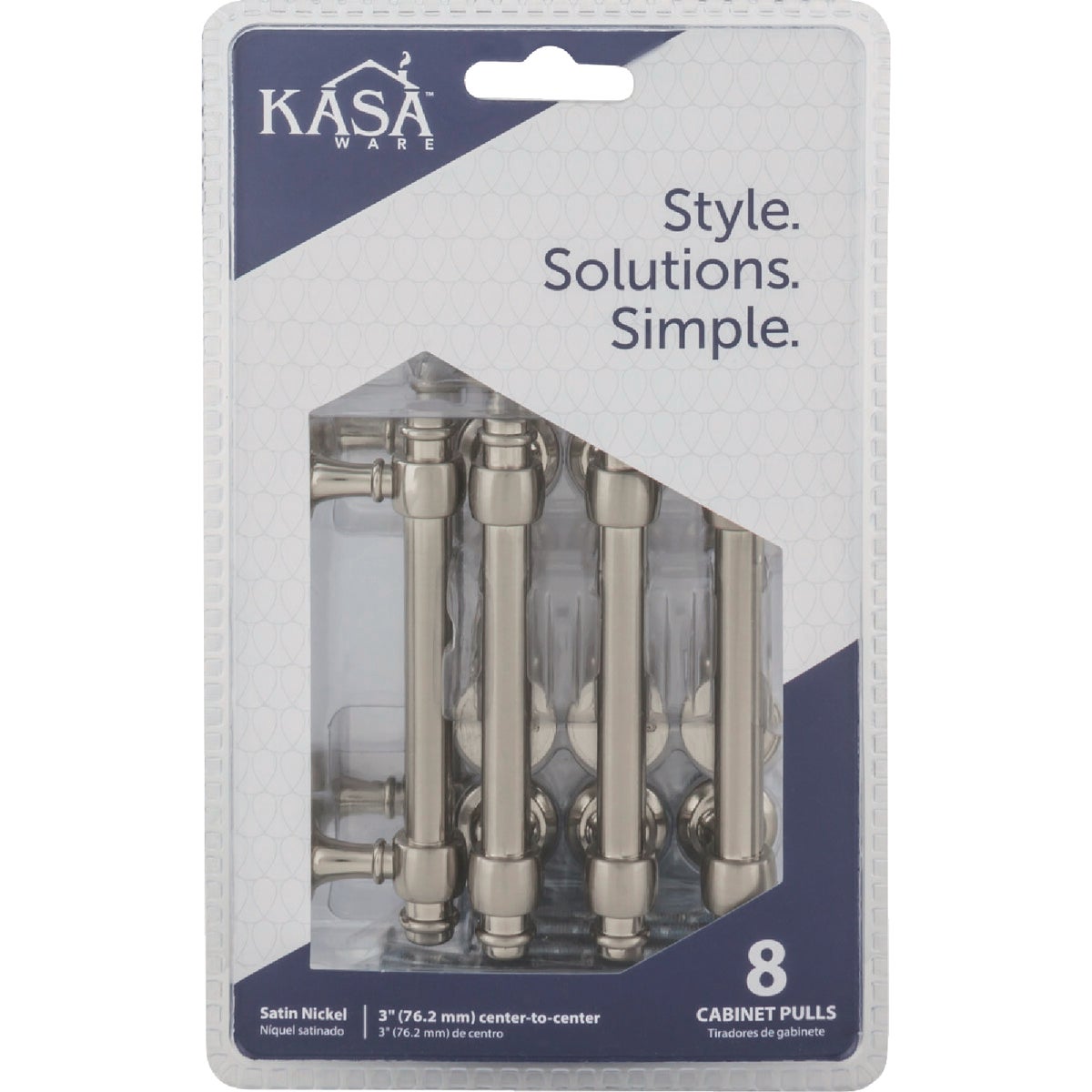  KasaWare 4" Overall Length Beveled Edge Satin Nickel Bar Pull (8-Pack) Image 3