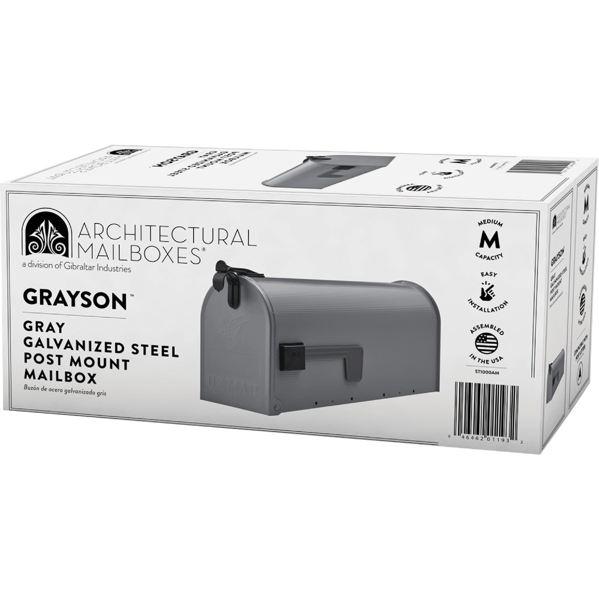 Gibraltar Grayson T1 Gray Steel Rural Post Mount Mailbox Image 3