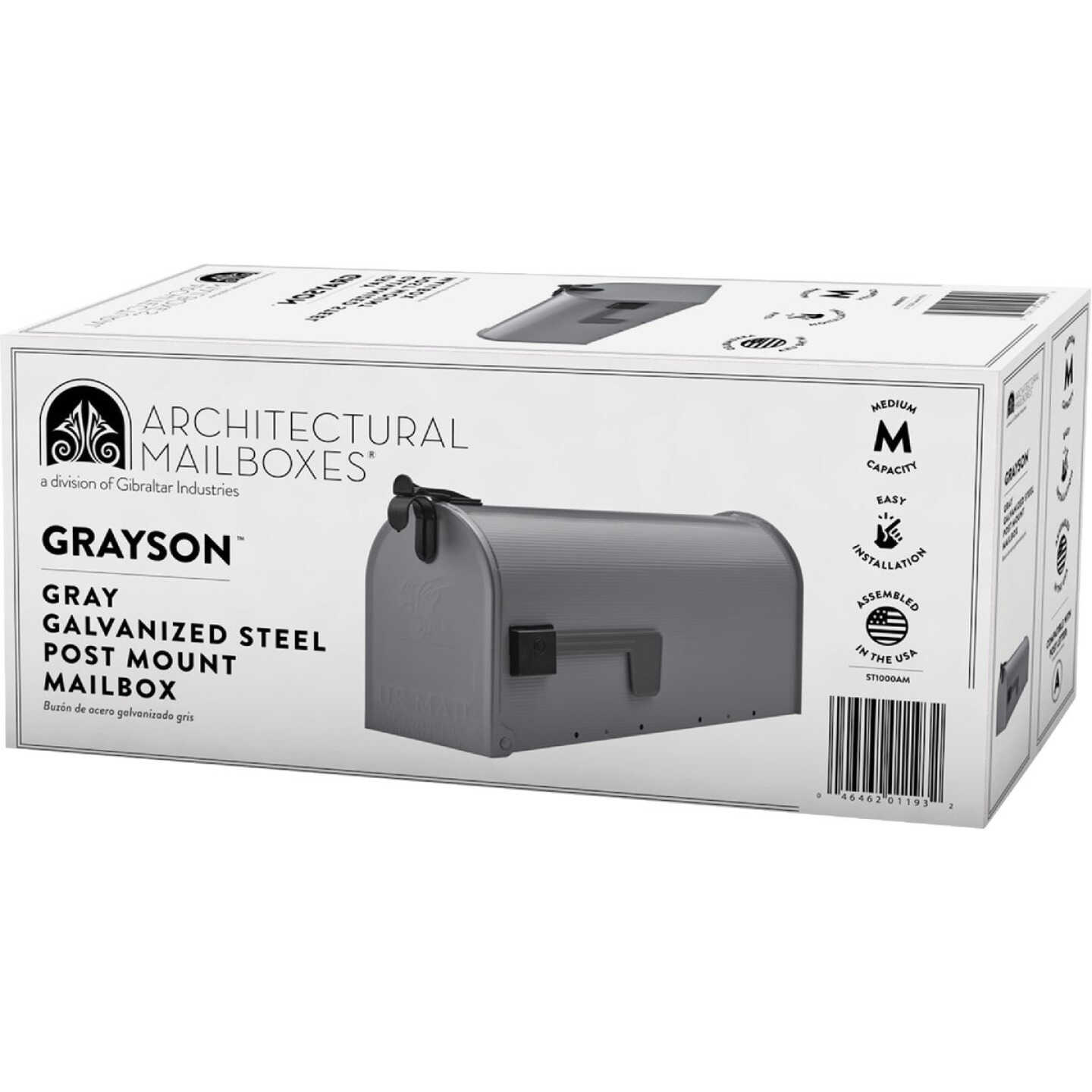 Gibraltar Grayson T1 Gray Steel Rural Post Mount Mailbox Image 3