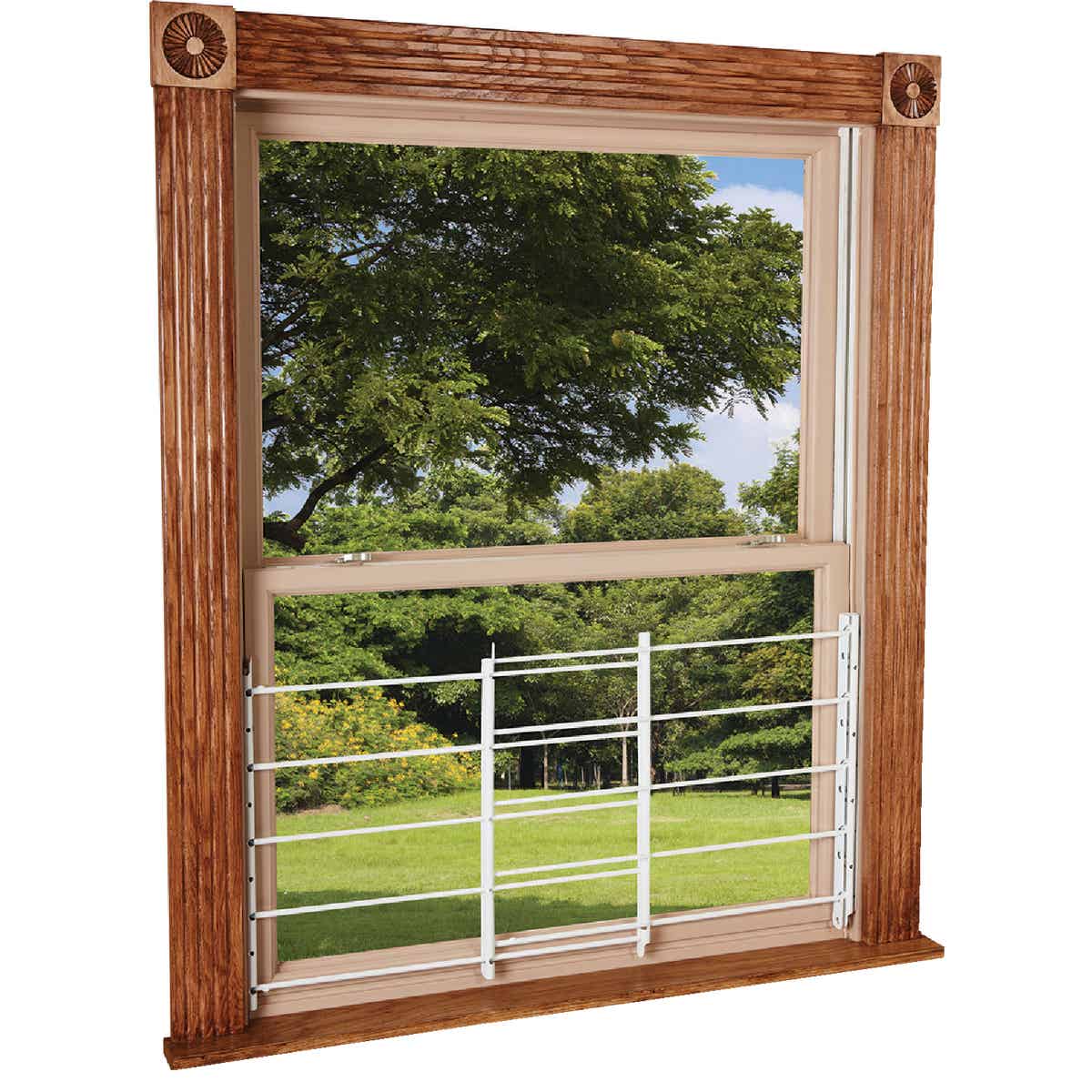 John Sterling Corp Hinged White Enamel 5-Bar Child Safety & Window Security Guard Image 2