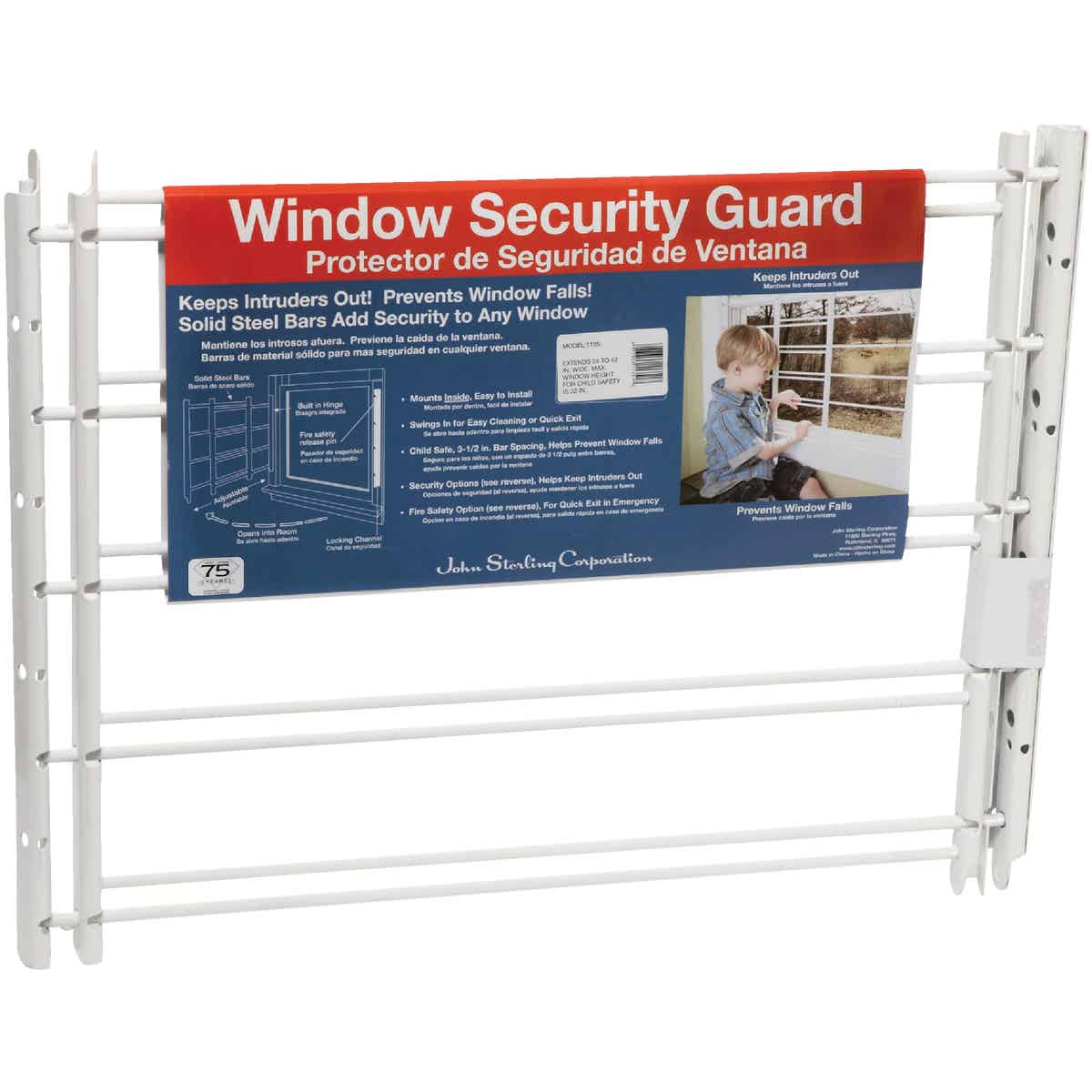 John Sterling Corp Hinged White Enamel 5-Bar Child Safety & Window Security Guard Image 3