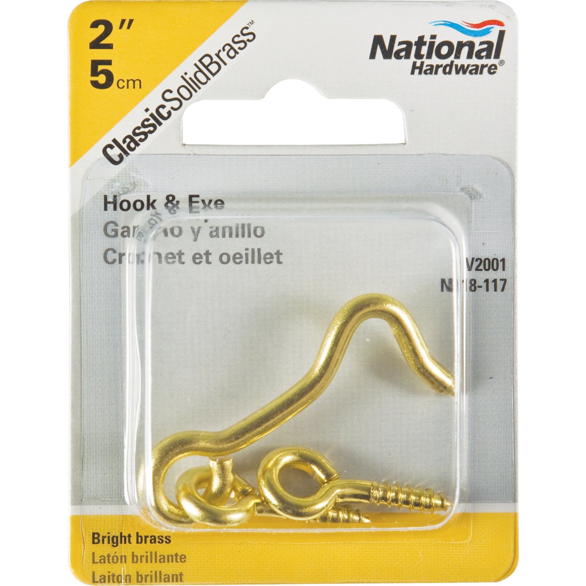 National Hardware Solid Brass 2 In. Hook & Eye Bolt Image 2