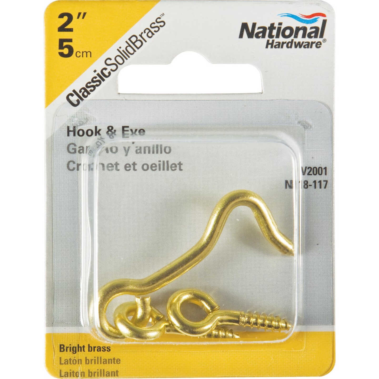 National Hardware Solid Brass 2 In. Hook & Eye Bolt Image 2