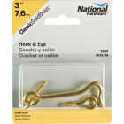 National Hardware Solid Brass 3 In. Hook & Eye Bolt Image 2
