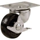 Shepherd Hardware 5 In. General-Duty Soft Rubber Swivel Plate Caster with Brake Image 1
