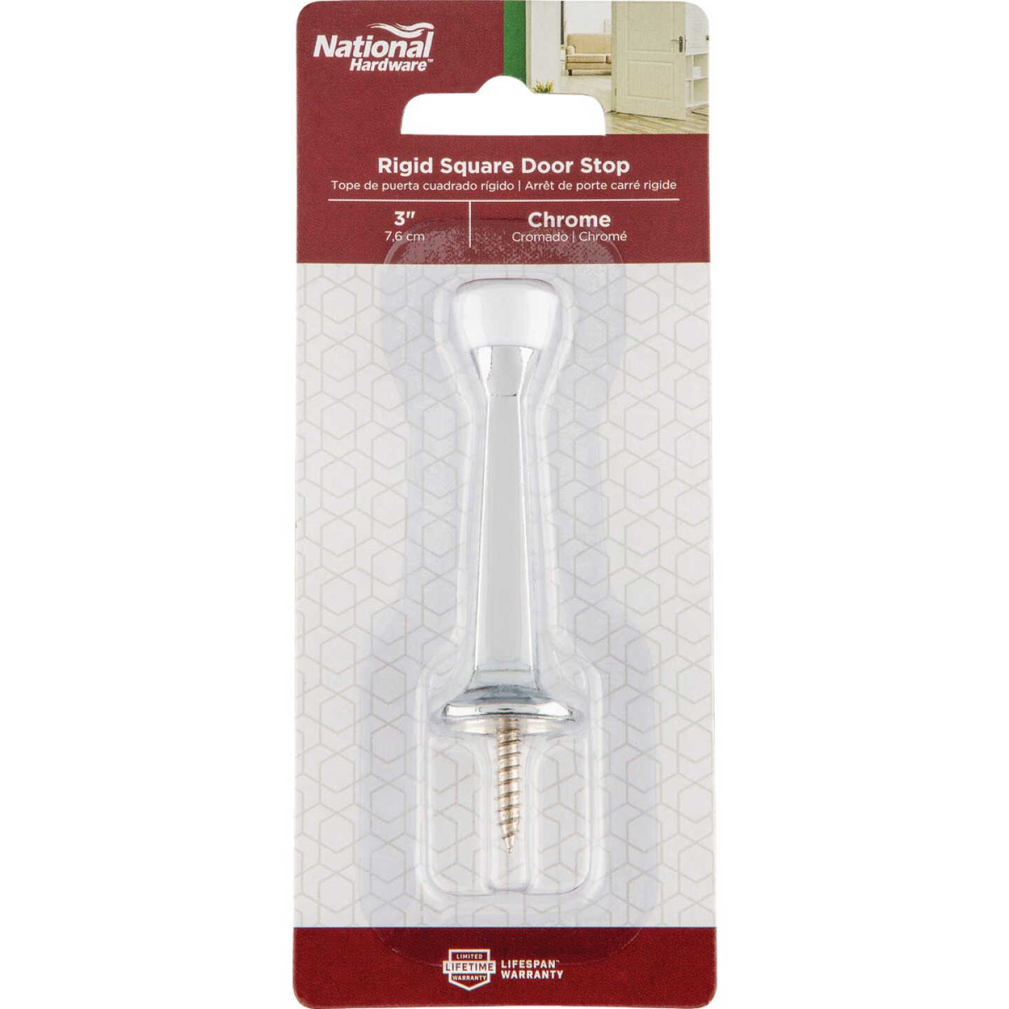 National Hardware 3 In. Chrome Rigid Square Door Stop Image 2