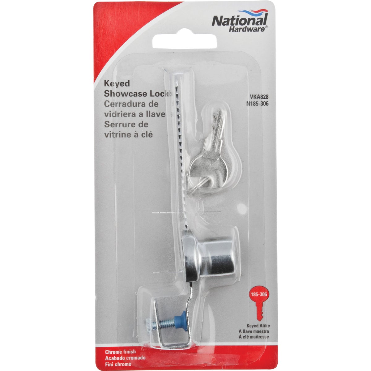 National Hardware 4-1/2 In. Chrome Keyed Showcase Lock - Keyed Alike Image 2