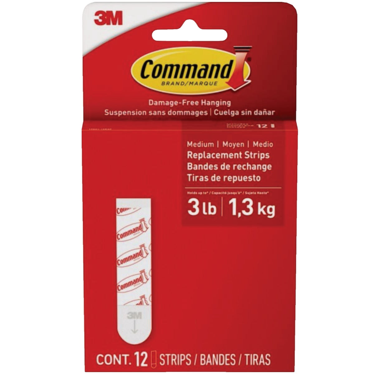 Command Medium Adhesive Strips, White, 12 Strips Image 1