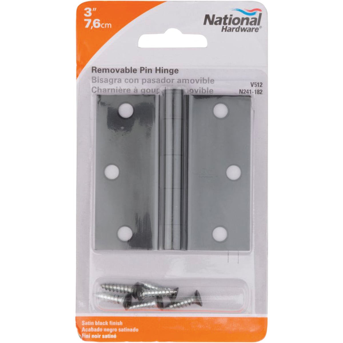 National Hardware 3 In. Square Black Door Hinge Image 2