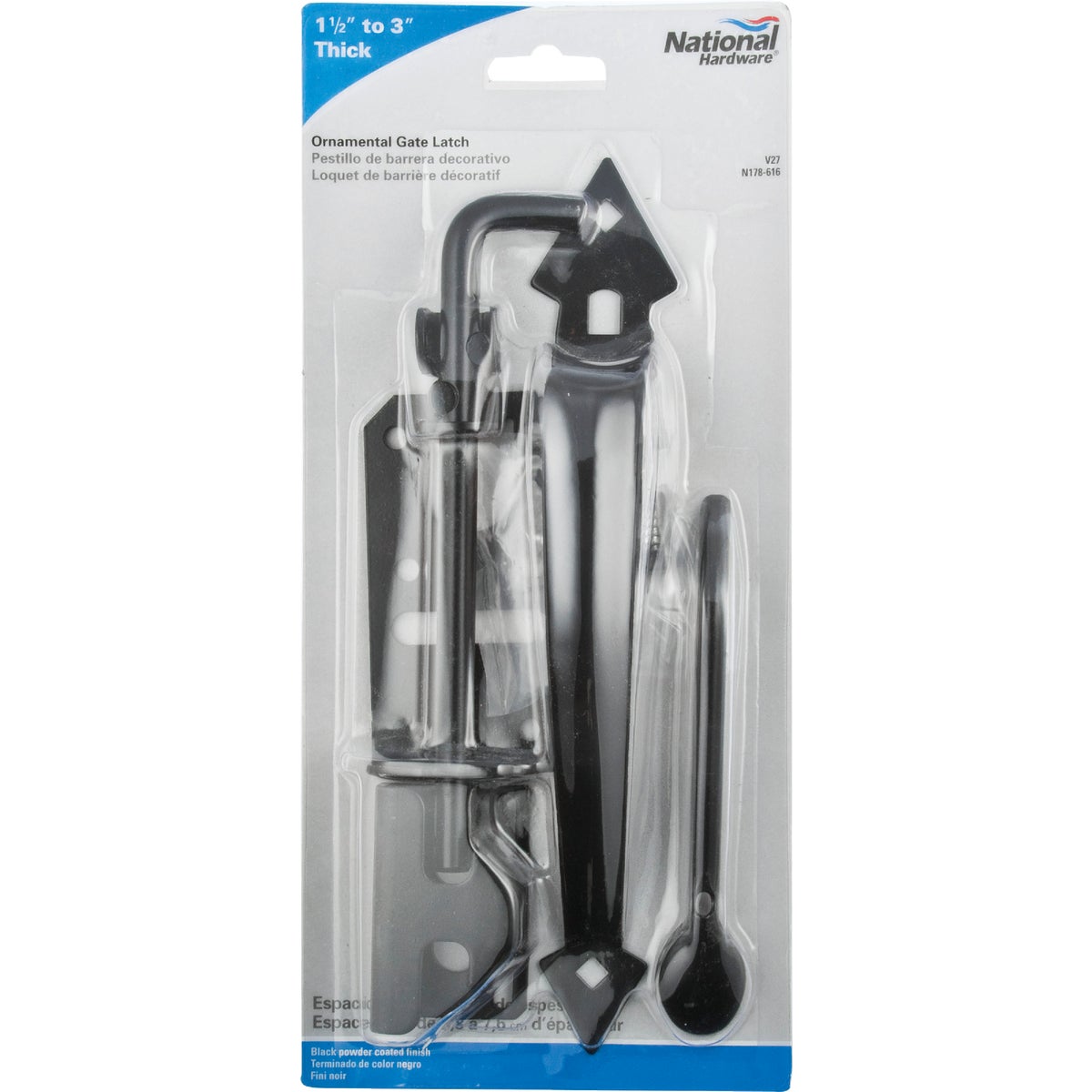 National Hardware Satin Black Heavy-Duty Gate Latch Image 2