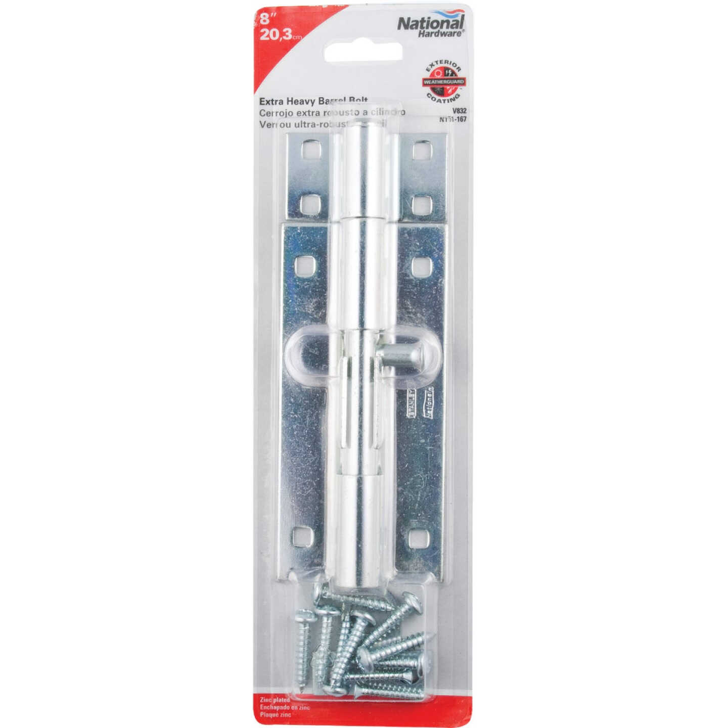 National Hardware 8 In. Zinc Extra Heavy-Duty Door Barrel Bolt Image 2