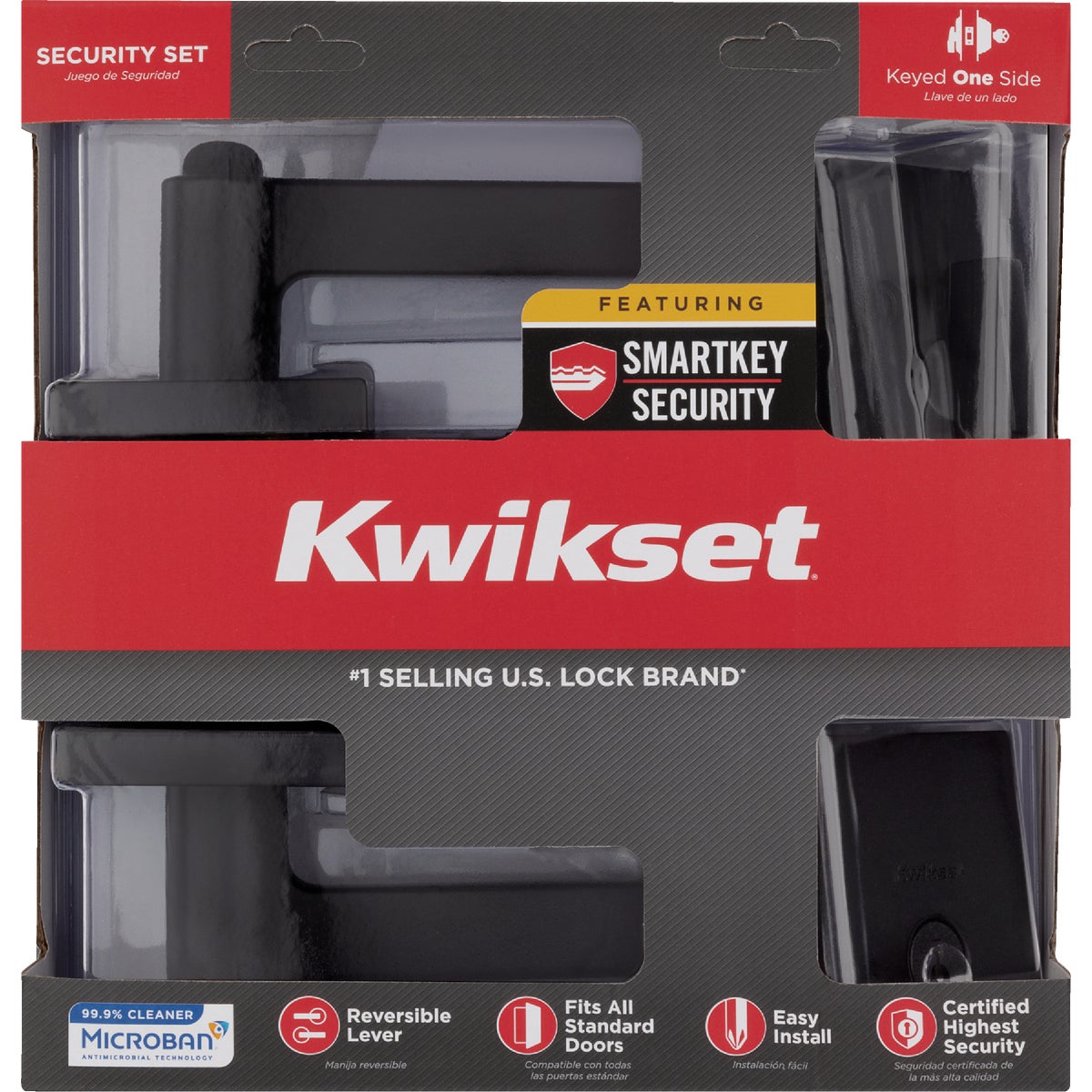 Kwikset Halifax Matte Black Deadbolt and Door Lever Combo With SmartKey Image 4