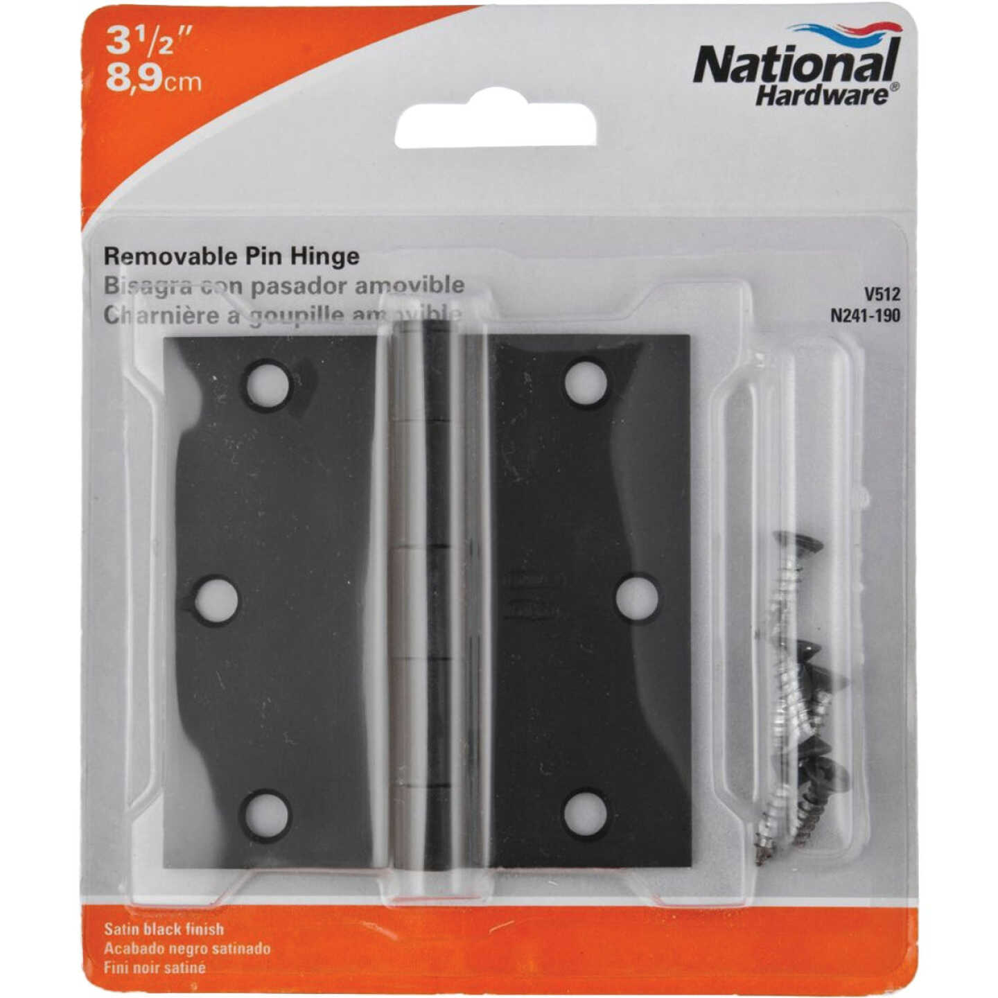 National Hardware 3-1/2 In. Square Black Door Hinge Image 2