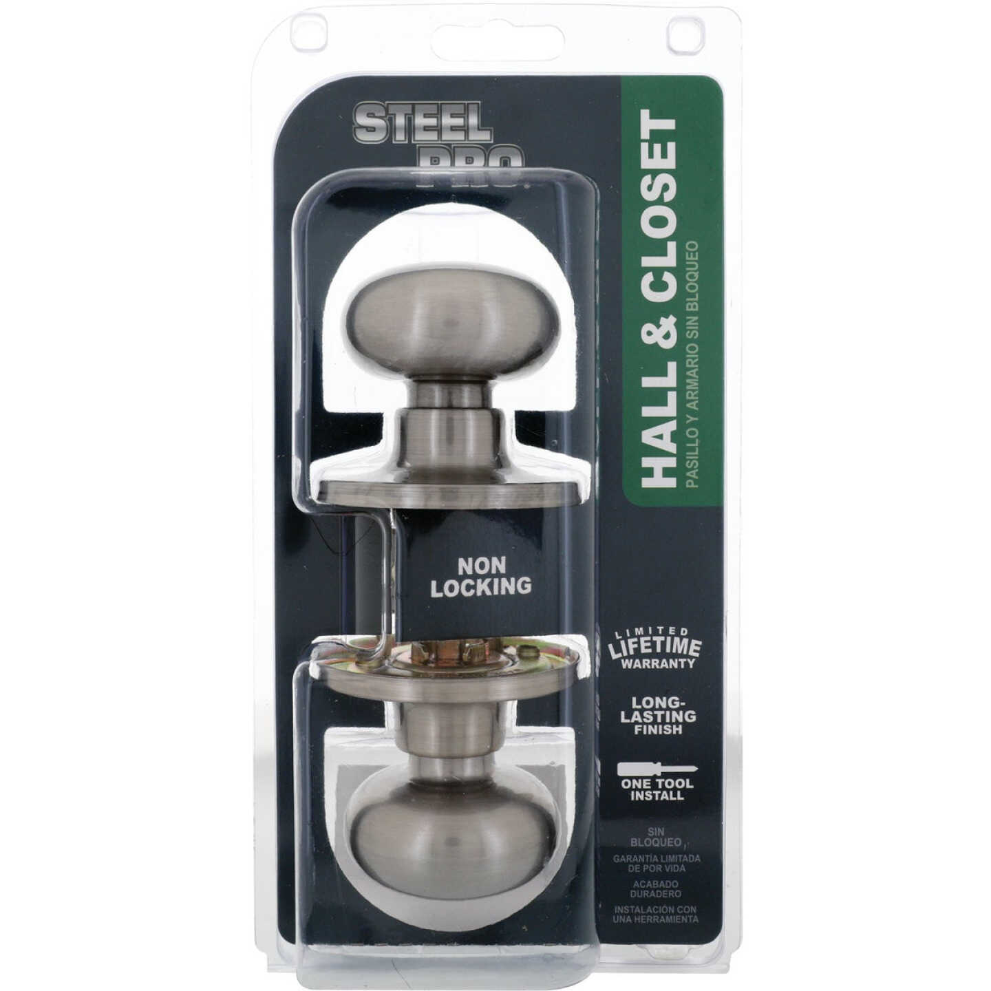 Steel Pro Brushed Nickel Hall & Closet Door Knob Image 2