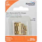National Hardware 1 In. Brass Tight-Pin Narrow Hinge (2 Count) Image 2