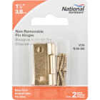 National Hardware 1-1/2 In. Brass Tight-Pin Narrow Hinge (2 Count) Image 2