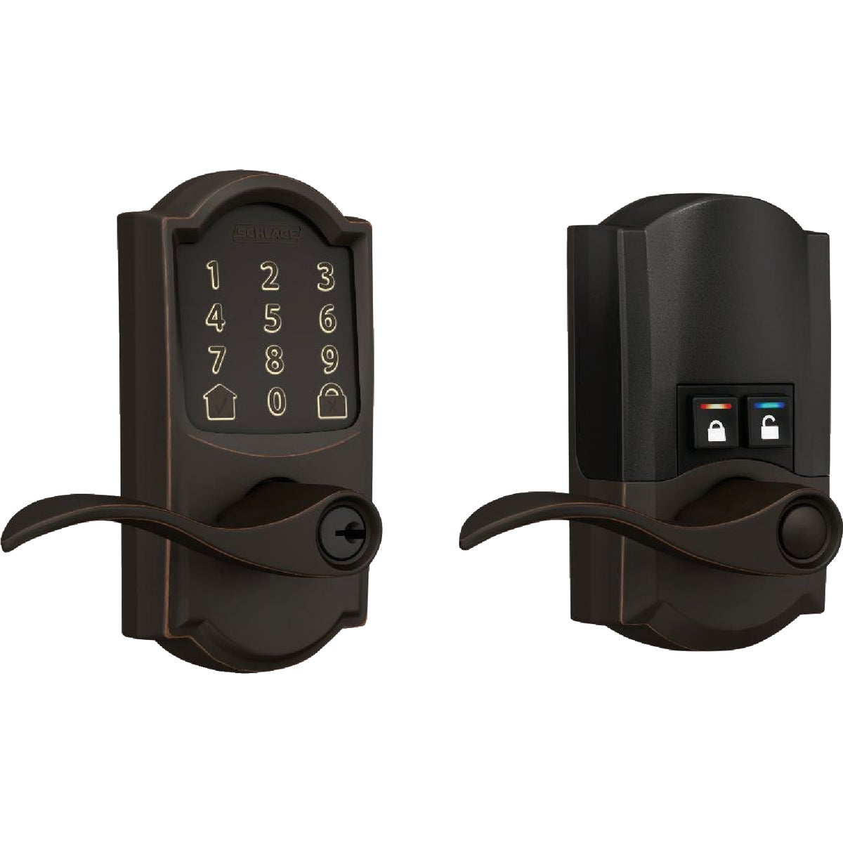 Schlage Encode Smart WiFi Aged Bronze Accent Lever with Camelot Trim