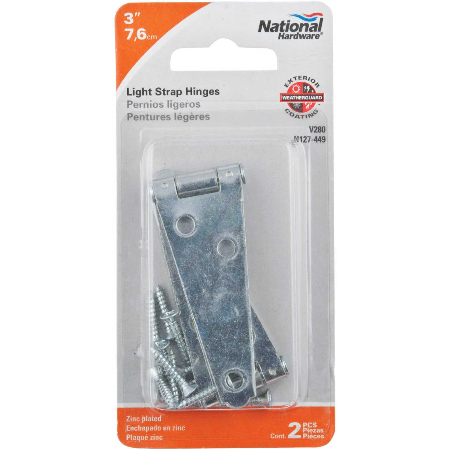 National Hardware 3 In. Zinc Light Strap Hinge Image 2