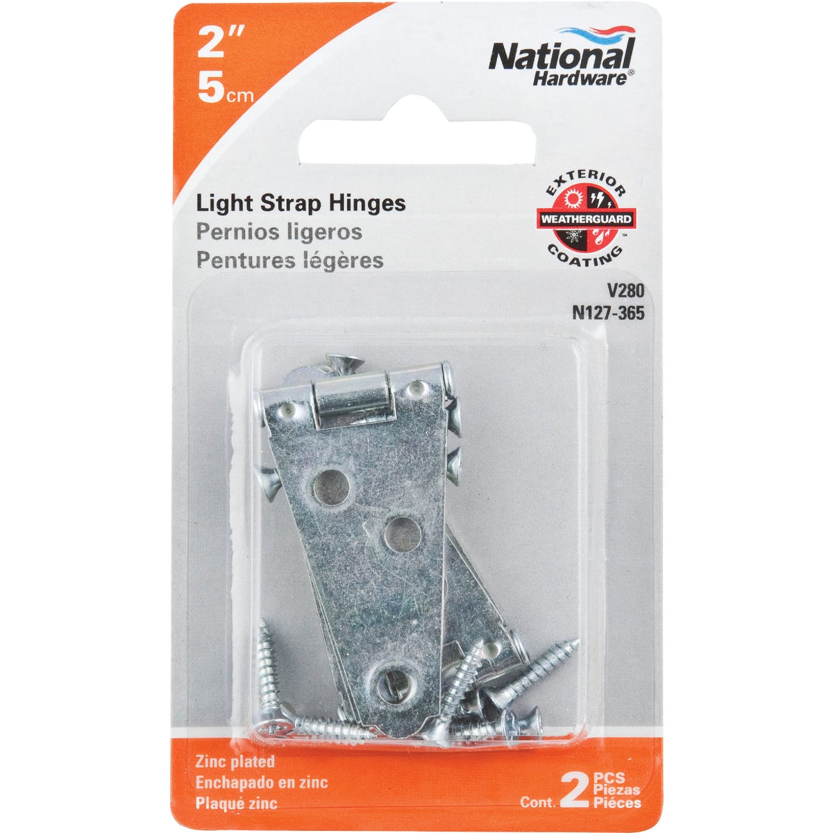 National Hardware 2 In. Zinc Light Strap Hinge (2-Pack) Image 2