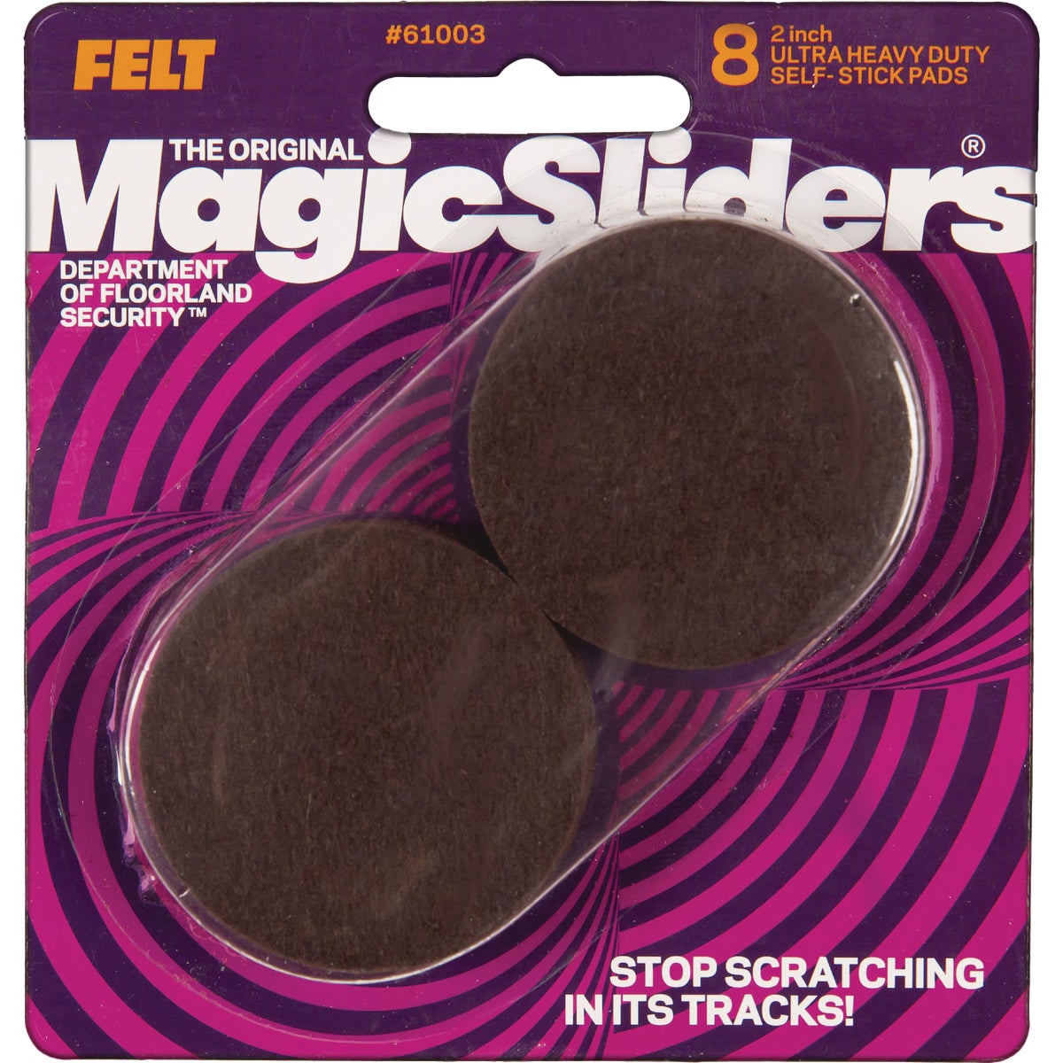 Magic Sliders 2 In. Round Brown Self-Adhesive Ultra Heavy-Duty Felt Furniture Pad (8-Pack) Image 1