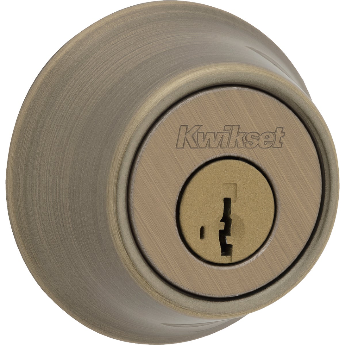 Kwikset 660 Single Cylinder Deadbolt with SmartKey, Polished Antique Brass Image 1