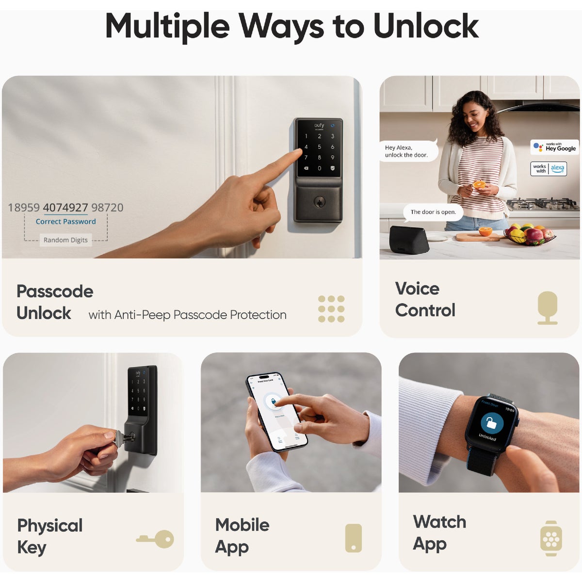 eufy Smart Lock C210 5-In-1 Keyless Entry Door Lock, Black Image 2