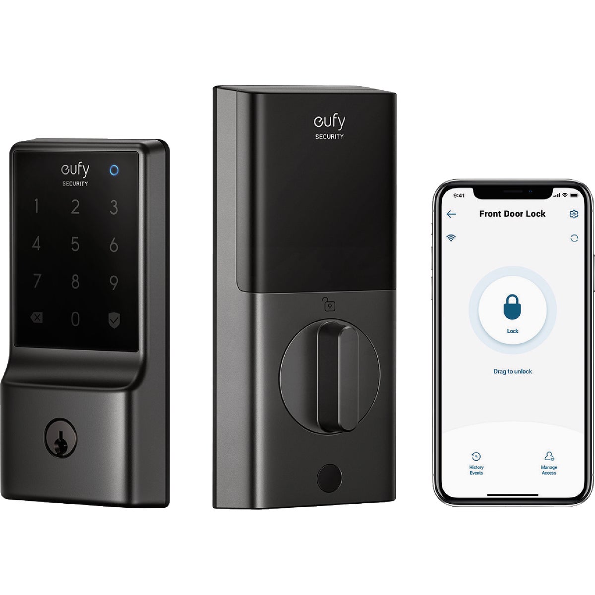 eufy Smart Lock C210 5-In-1 Keyless Entry Door Lock, Black Image 1