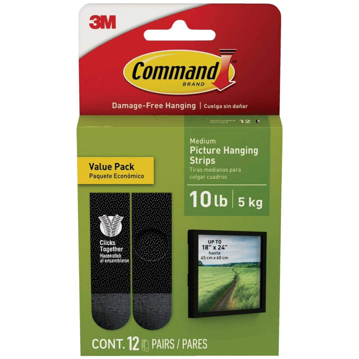 Command 10 Lb. Black Picture Hanging Strips Value Pack, 12 Pairs Image 1
