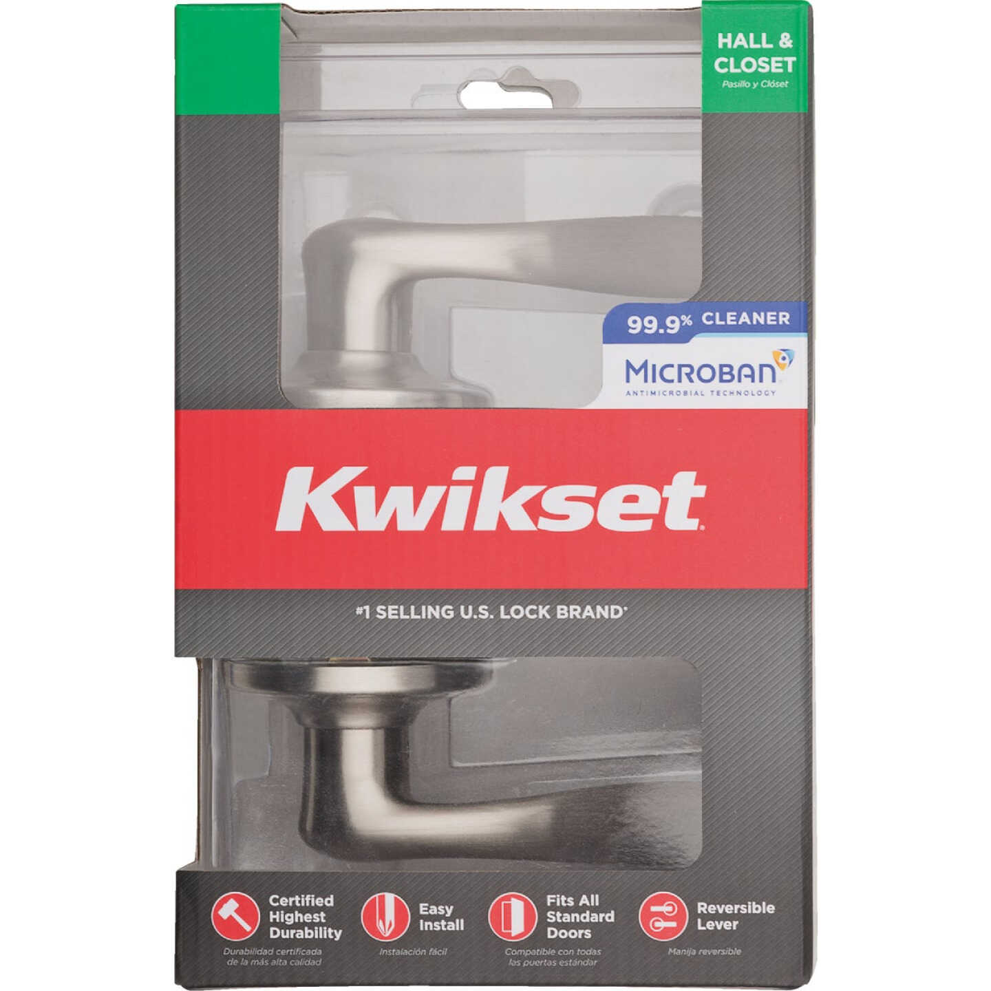 Kwikset Signature Series Satin Nickel Tustin Passage Door Lever Image 1