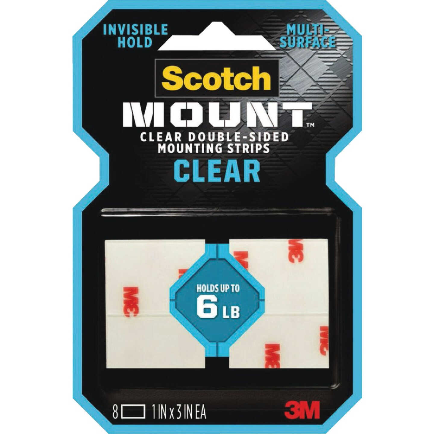 Scotch Mount 1 In. x 3 In. Clear Double-Sided Mounting Strips (8-Count) Image 7