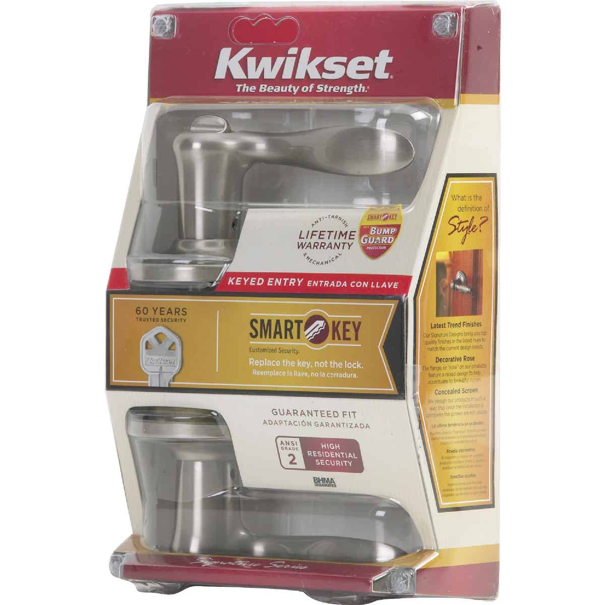 Kwikset Signature Series Satin Nickel Tustin Entry Door Lever with Smartkey Image 2