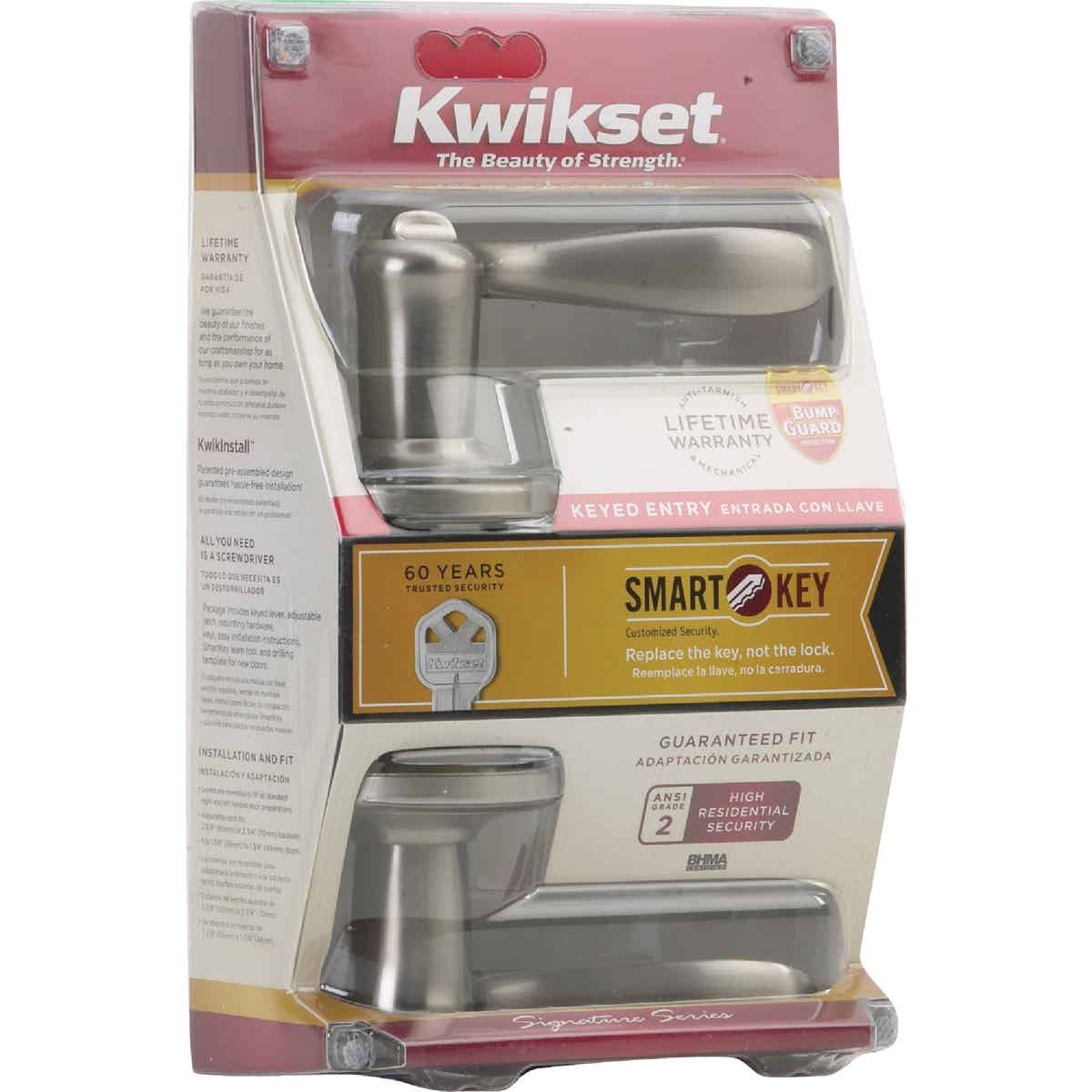 Kwikset Signature Series Satin Nickel Tustin Entry Door Lever with Smartkey Image 4