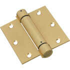 National Hardware 3-1/2 In. Square Satin Brass Spring Door Hinge Image 1