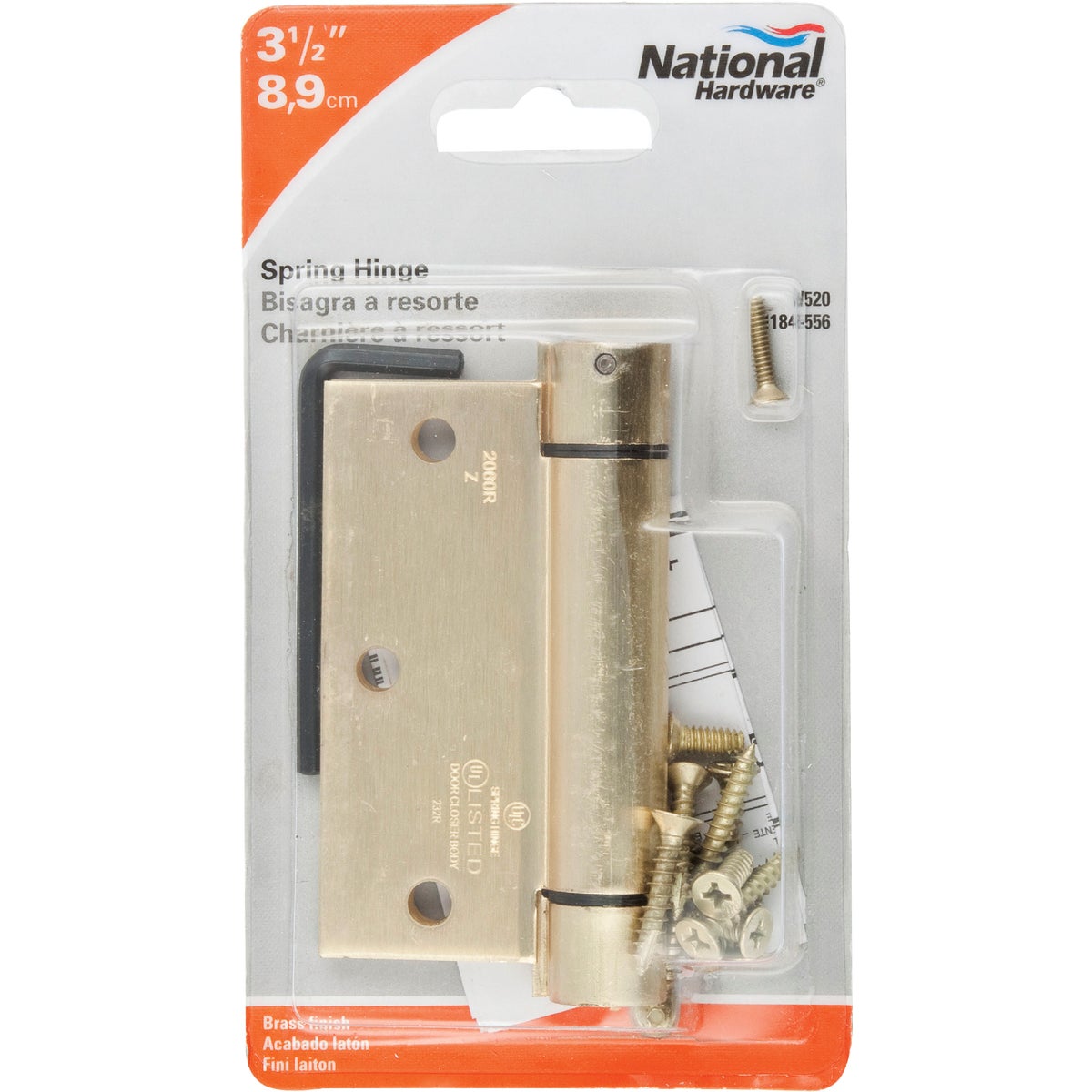 National Hardware 3-1/2 In. Square Satin Brass Spring Door Hinge Image 2