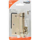 National Hardware 3-1/2 In. Square Satin Brass Spring Door Hinge Image 2