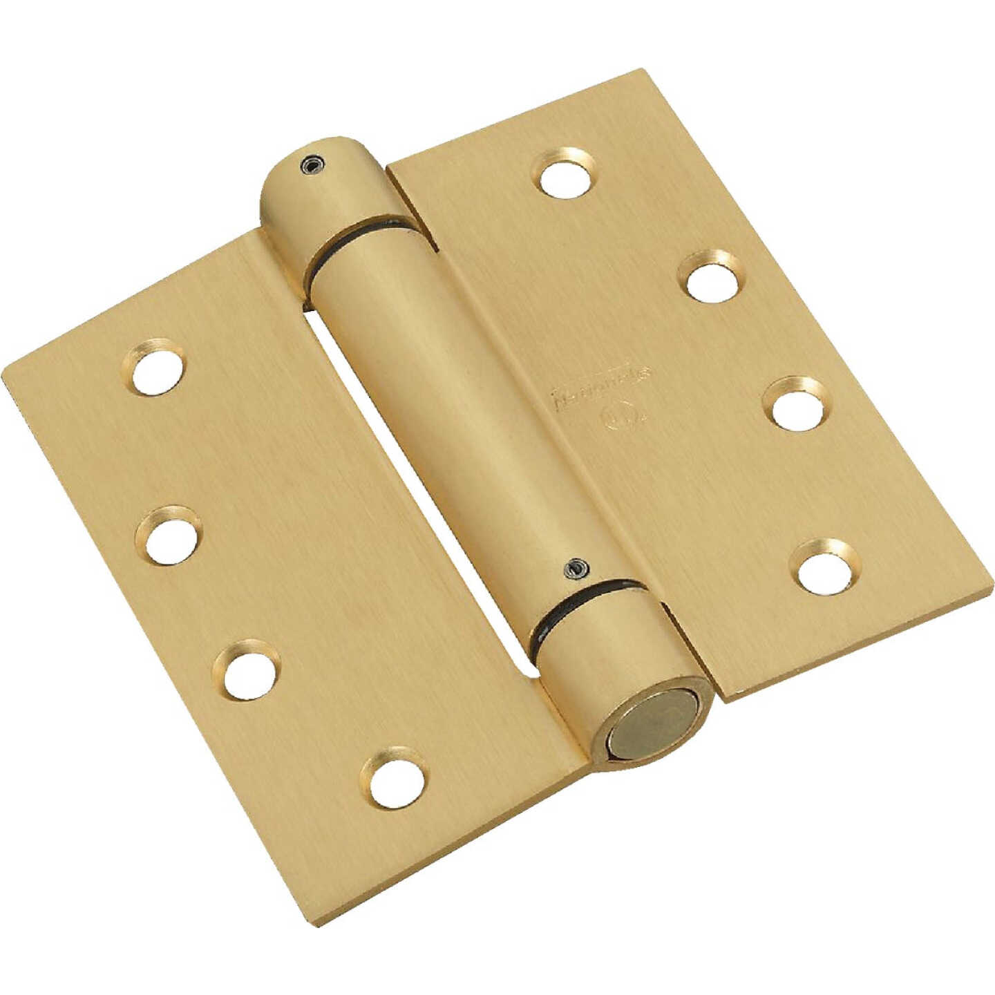 National Hardware 4 In. Square Satin Brass Spring Door Hinge Image 1