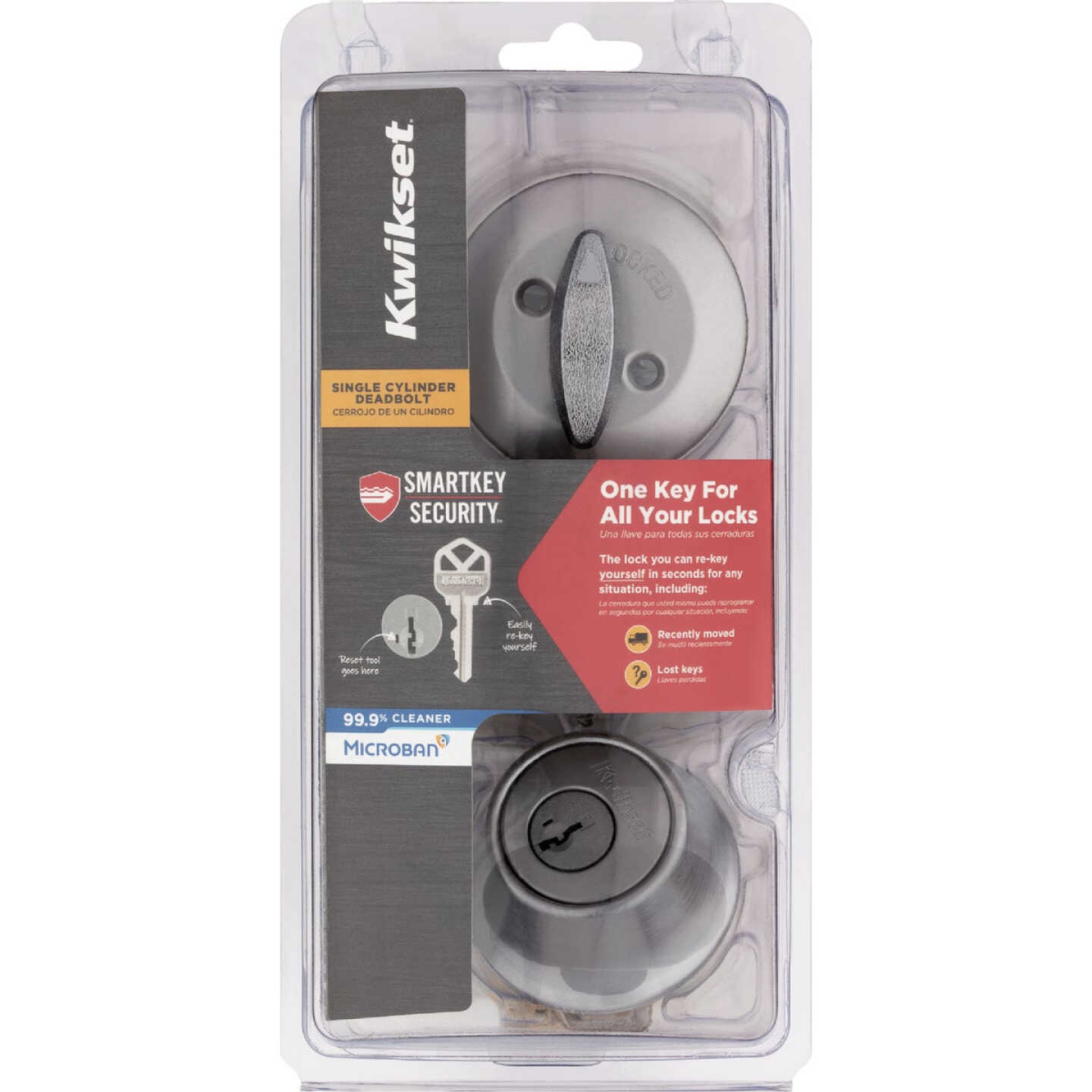 Kwikset 660 Single Cylinder Deadbolt with SmartKey, Satin Chrome Image 2