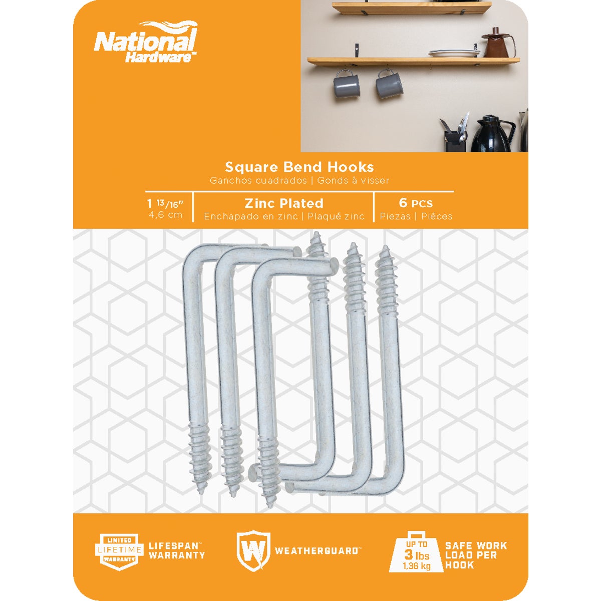 National Hardware Square Bend Screw Hook Shoulder Hook (6 Count) Image 2