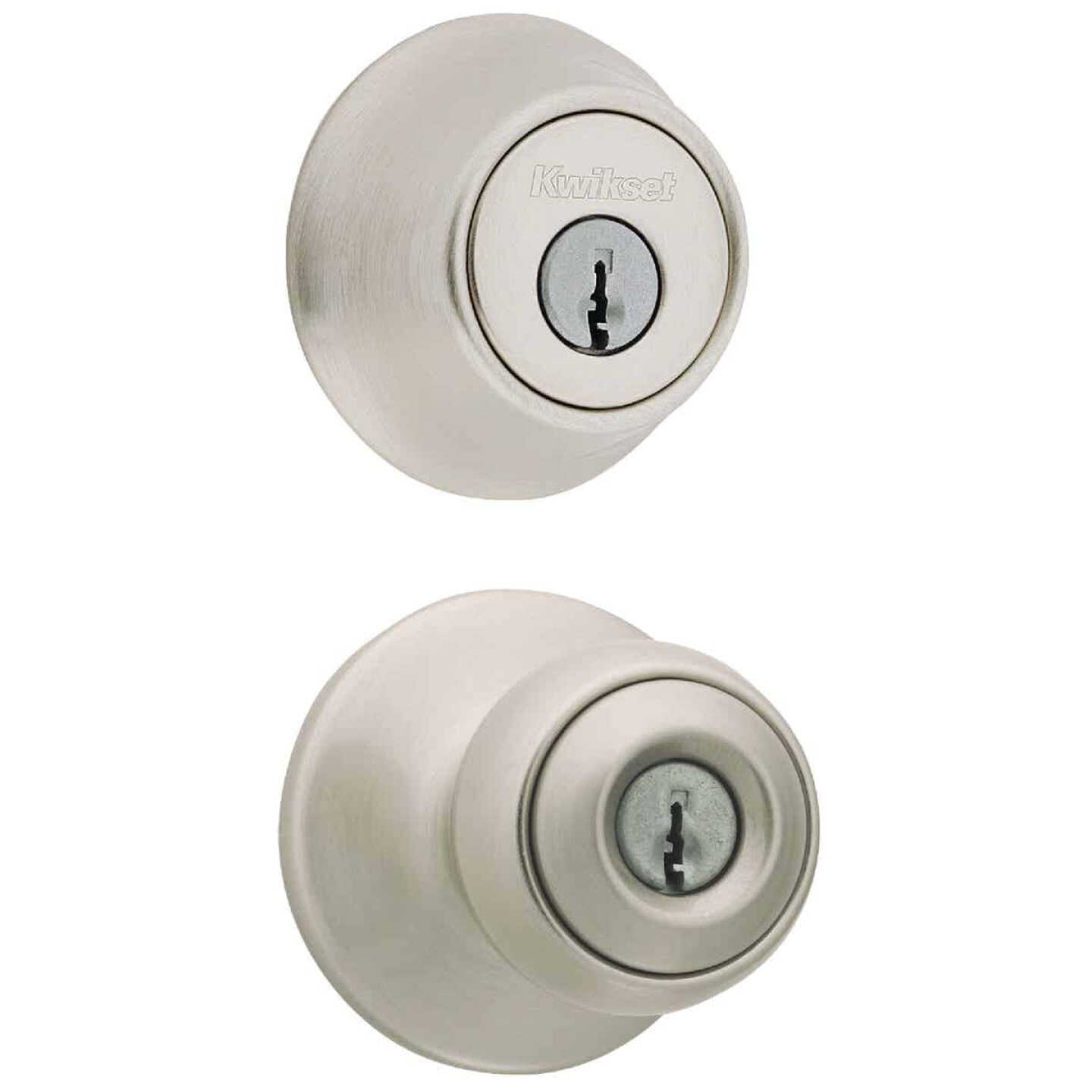Kwikset Polo Satin Nickel Deadbolt and Door Knob Combo Image 1