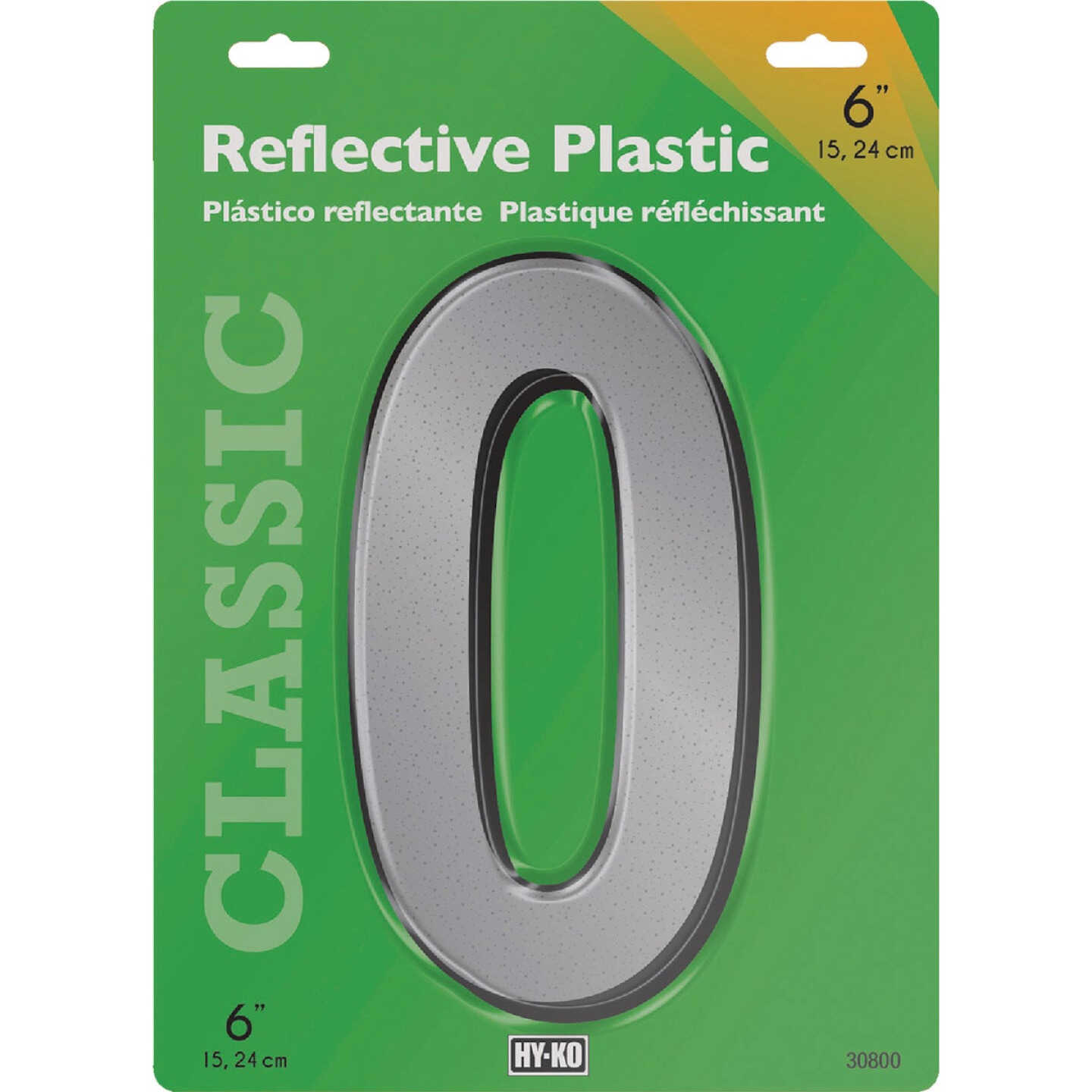 Hy-Ko 6 In. Reflective Plastic Number 0 Image 1