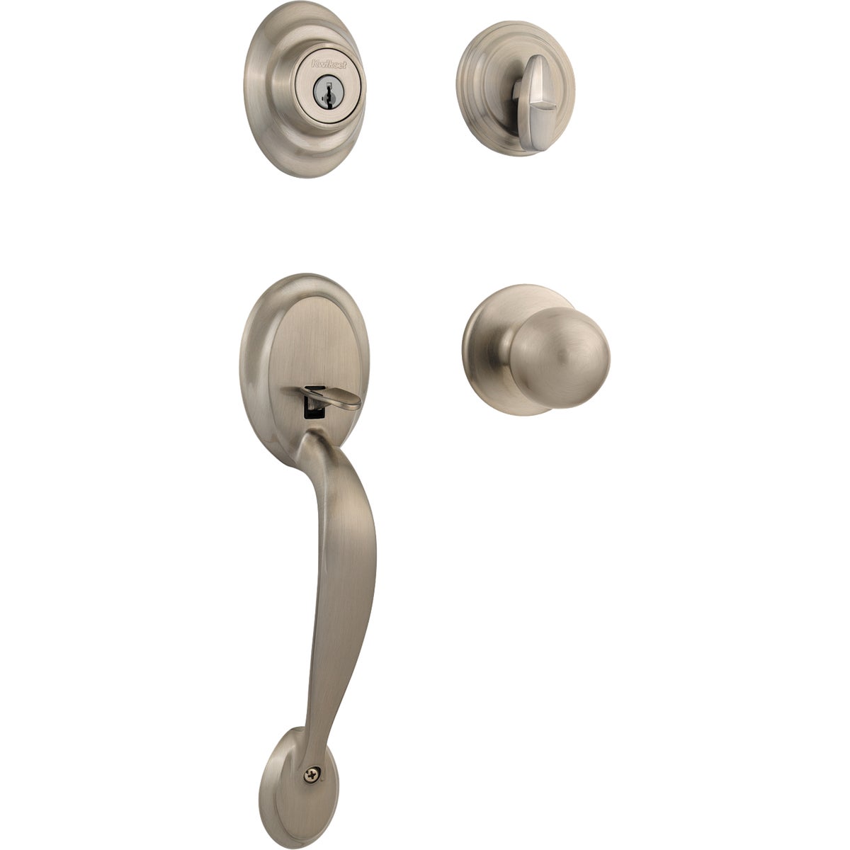 Kwikset Dakota Smartkey Entry Door Handleset with Polo Knob - Satin Nickel Image 1