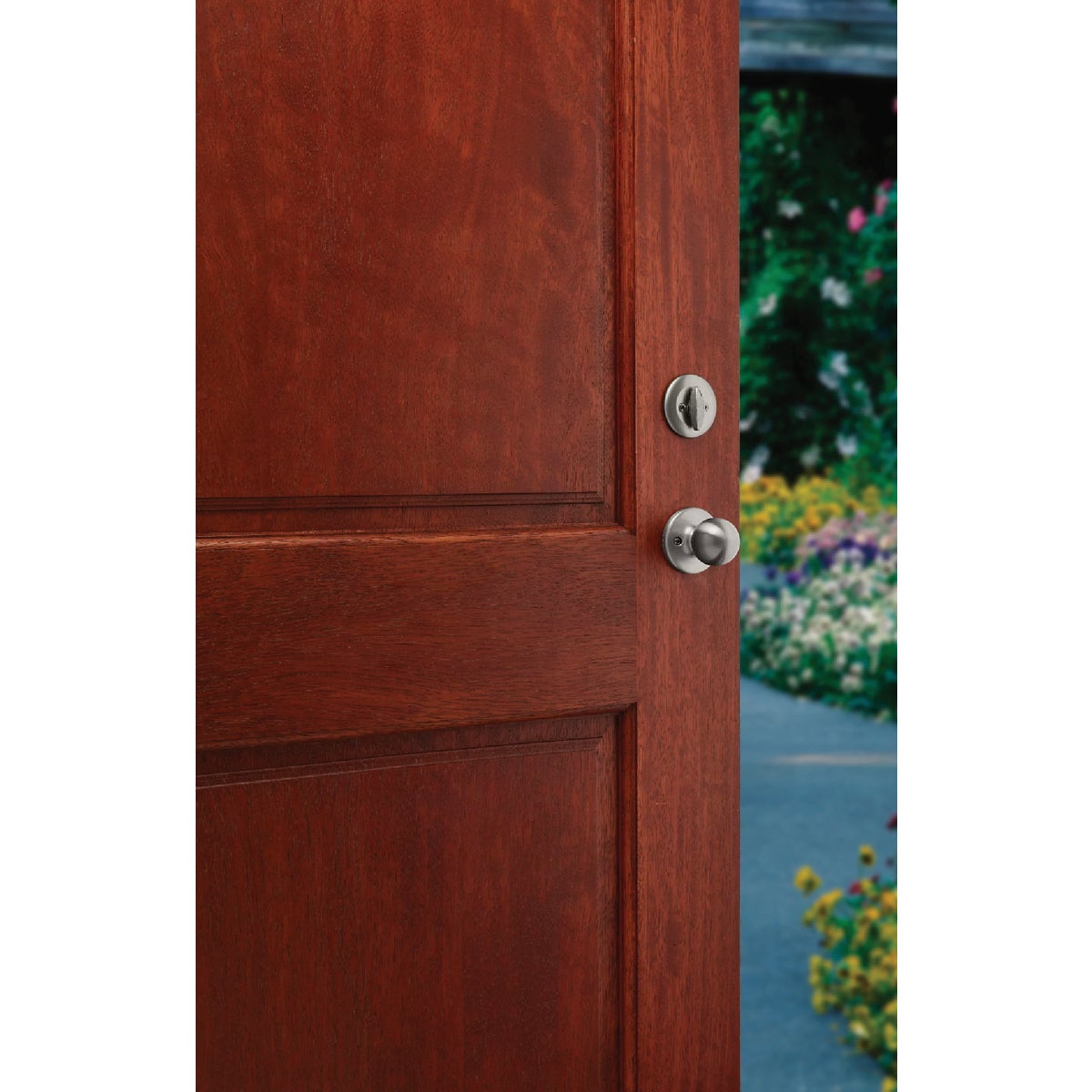 Kwikset Dakota Smartkey Entry Door Handleset with Polo Knob - Satin Nickel Image 3