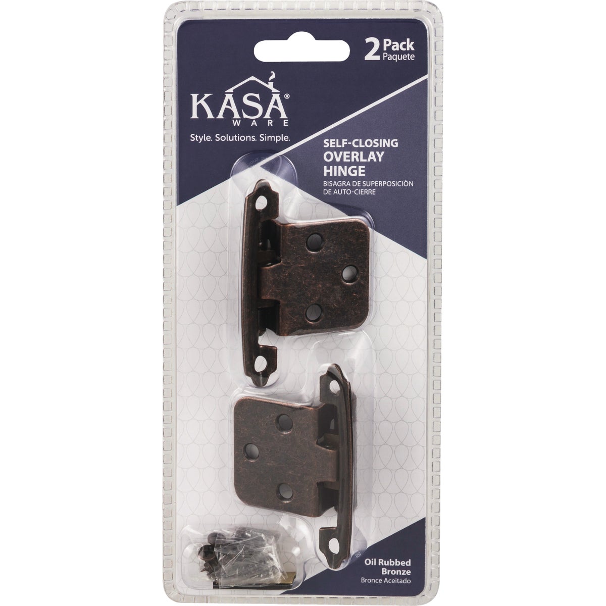 KasaWare Oil Rubbed Bronze Self-Closing Overlay Hinge (2-Pack) Image 2